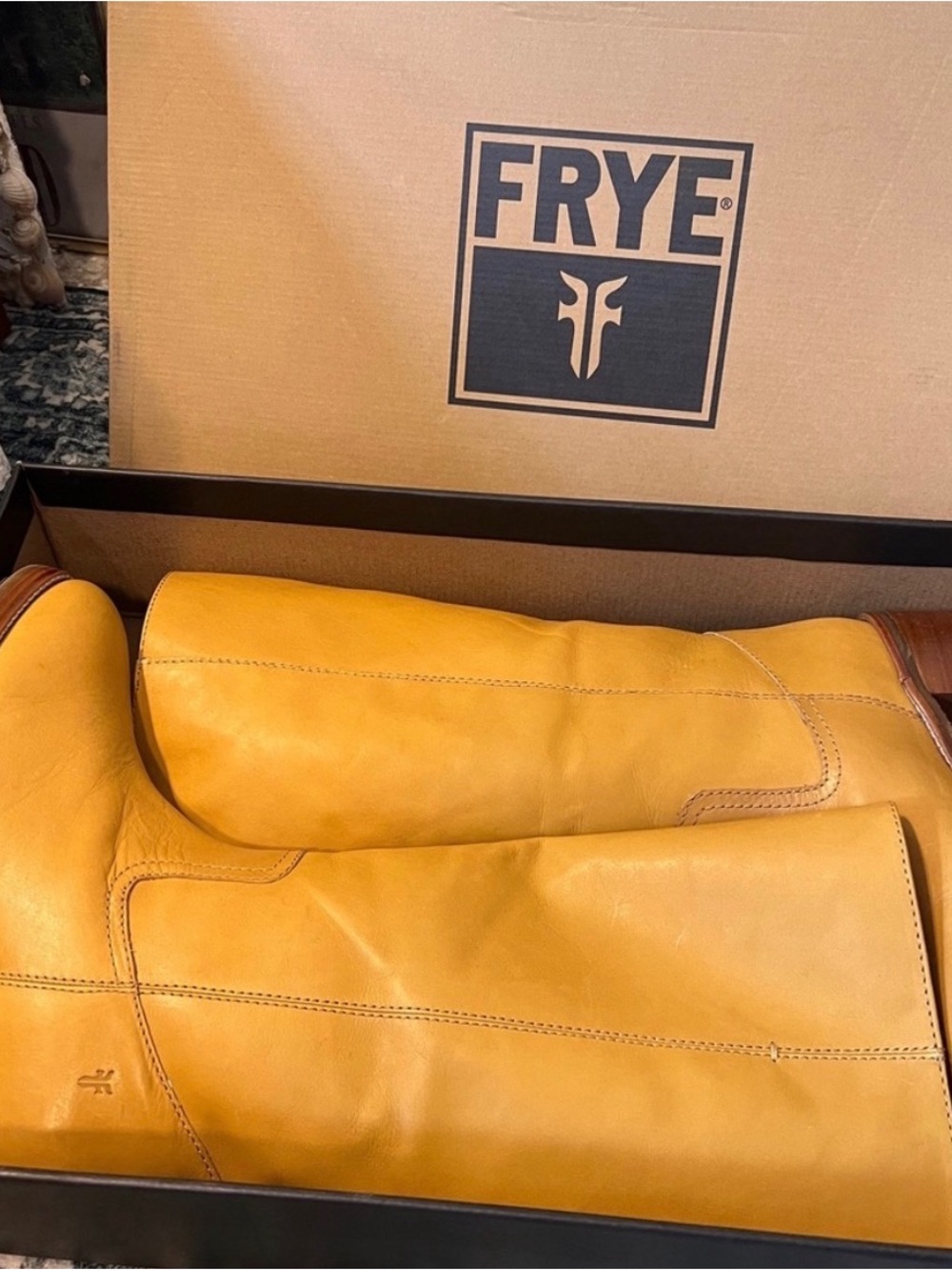 Frye Tall Leather Boots in Mustard